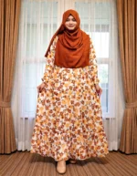 কমফোর্টেবল গাউন সারাদিন পরে থাকার জন্য । ওয়ান কাটে বানানো। নিচে কুচি দিয়ে লং ফ্রিল দেয়া আছে।