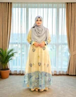 প্রিমিয়াম পিওর মসলিন গাউন কারচুপি কাজসহ | ফ্রন্ট ও ব্যাক হ্যান্ডওয়ার্ক