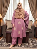 লাক্সারি কারচুপি কেপ আবায়া - সামনে বাটন দেয়া ইউনিক ডিজাইন