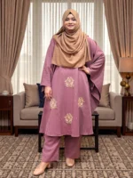 লাক্সারি কারচুপি কেপ আবায়া - সামনে বাটন দেয়া ইউনিক ডিজাইন - Image 3