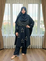 রয়্যাল কারচুপি ডিজাইন কেপ - ফ্রি সাইজ ও নন-ট্রান্সপারেন্ট চেরি ফেব্রিক - Image 3