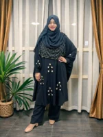 রয়্যাল কারচুপি ডিজাইন কেপ - ফ্রি সাইজ ও নন-ট্রান্সপারেন্ট চেরি ফেব্রিক - Image 4