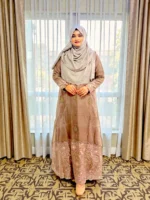 এক্সক্লুসিভ জামদানী মসলিন এমবেলিশড গাউন | প্রিমিয়াম হ্যান্ডওয়ার্ক - Image 4