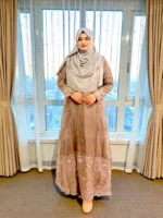 এক্সক্লুসিভ জামদানী মসলিন এমবেলিশড গাউন | প্রিমিয়াম হ্যান্ডওয়ার্ক - Image 3