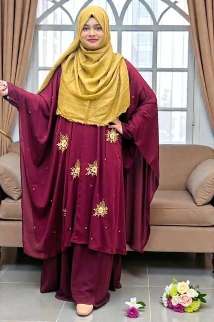 সেরা বিক্রিত কারচুপি ডিজাইন কেপ আবায়া কালেকশন। Gorgeous Karchupi work cape for women in Dubai Cherry fabric