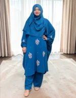 কারচুপি কো-অর্ড সেট – নন ট্রান্সপারেন্ট CY ম্যাটেরিয়াল কেপ + প্যান্ট (ফ্রি সাইজ) - Image 2