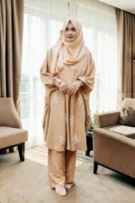 প্রিমিয়াম কারচুপি কো-অর্ড সেট | সফট ফ্রি সাইজ কেপ +প্যান্ট সেট - Image 3