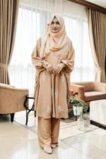 প্রিমিয়াম কারচুপি কো-অর্ড সেট | সফট ফ্রি সাইজ কেপ +প্যান্ট সেট - Image 2