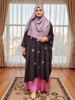 নন ট্রান্সপারেন্ট কারচুপি কেপ | দুবাই চেরি ম্যাটেরিয়াল | ফ্রি সাইজ - Image 4