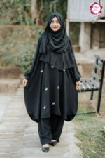 কারচুপি কো-অর্ড সেট | নন-ট্রান্সপারেন্ট CY ম্যাটেরিয়াল কেপ + প্যান্ট - Image 2