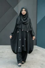 কারচুপি কো-অর্ড সেট | নন-ট্রান্সপারেন্ট CY ম্যাটেরিয়াল কেপ + প্যান্ট - Image 3