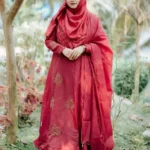 এক্সক্লুসিভ কোরিয়ান ক্রেপ টিস্যু গাউন ওড়না সেট – কারচুপি ওয়ার্ক সহ ইনার অ্যাটাচড