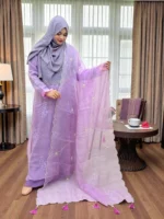 এক্সক্লুসিভ মসলিন গাউন উইথ কারচুপি ওড়না | হিজাবী স্পেশাল প্রিমিয়াম কালেকশন - Image 2