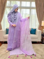 এক্সক্লুসিভ মসলিন গাউন উইথ কারচুপি ওড়না | হিজাবী স্পেশাল প্রিমিয়াম কালেকশন