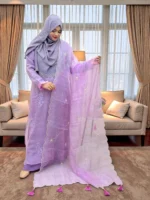 এক্সক্লুসিভ মসলিন গাউন উইথ কারচুপি ওড়না | হিজাবী স্পেশাল প্রিমিয়াম কালেকশন - Image 3