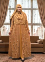 জারদোসি স্টাইল কারচুপি কিমোনো – পার্ল ওয়ার্ক সফট জর্জেট ম্যাটেরিয়াল দিয়ে বানানো - Image 3