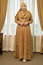 জারদোসি স্টাইল কারচুপি কিমোনো – পার্ল ওয়ার্ক সফট জর্জেট ম্যাটেরিয়াল দিয়ে বানানো - Image 4