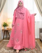 প্রিমিয়াম কারচুপি গাউন ওড়না সেট | কোরিয়ান ক্রেপ টিস্যু ম্যাটেরিয়াল দিয়ে বানানো