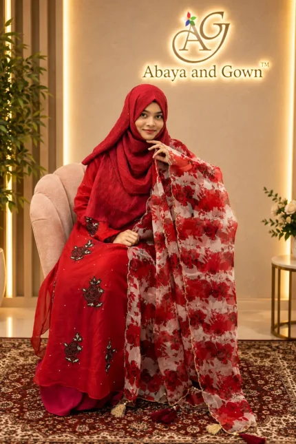 প্রিমিয়াম মসলিন গাউন ও ওড়না সেট
