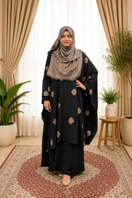 এমব্রয়ডারি ডায়মন্ড জর্জেট কেপ