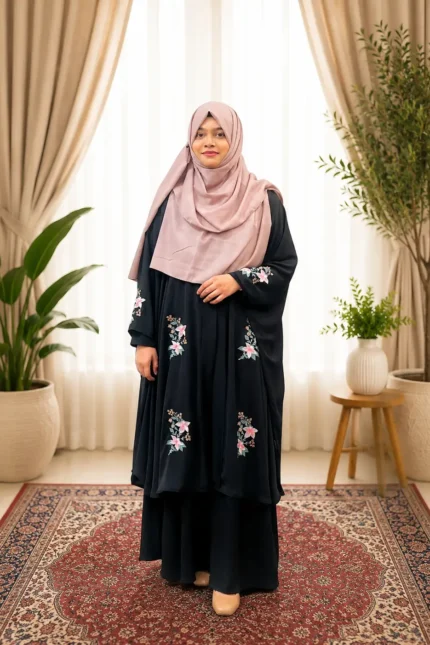 Dubai Cherry Georgette Abaya