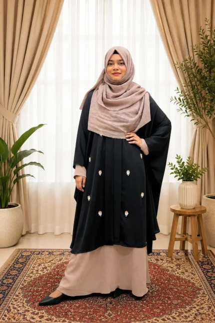 Abaya and Gown new Premium Stone karchupi cape abaya AMC 1810