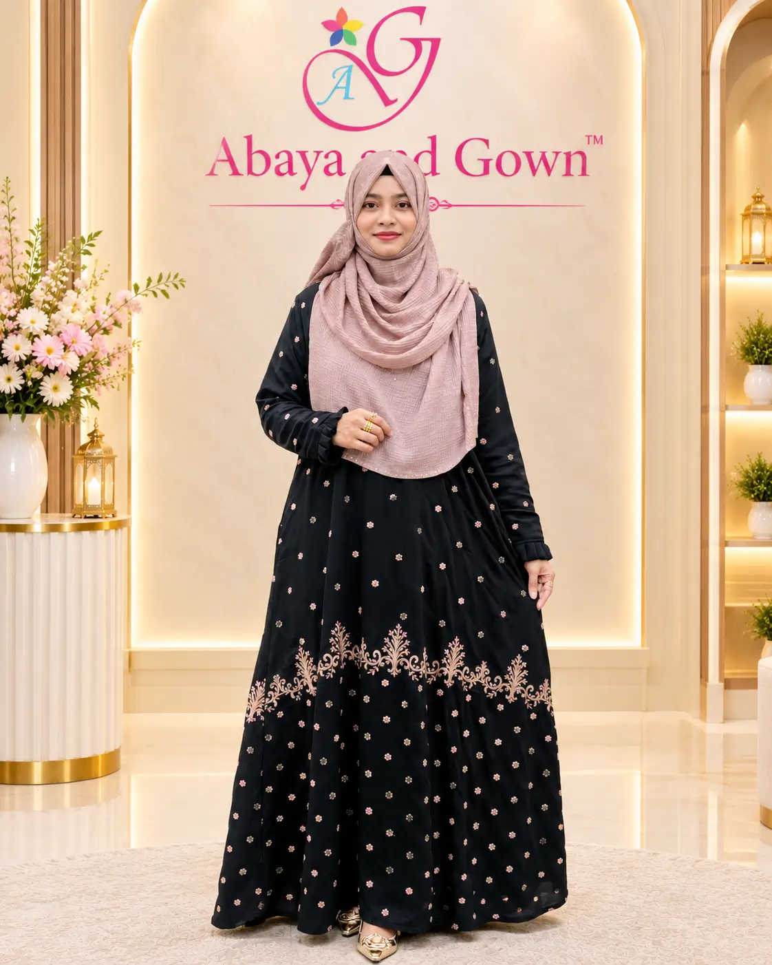 Abaya and Gown embroidery-borka-gown-double-part AMG 1879 এমব্রয়ডারি গাউন