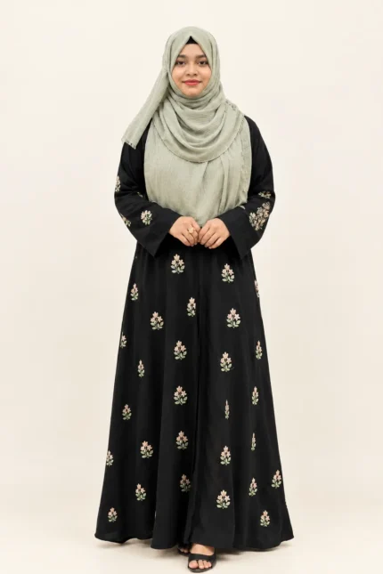ব্ল্যাক এমব্রয়ডারি ডায়মন্ড জর্জেট কিমোনো